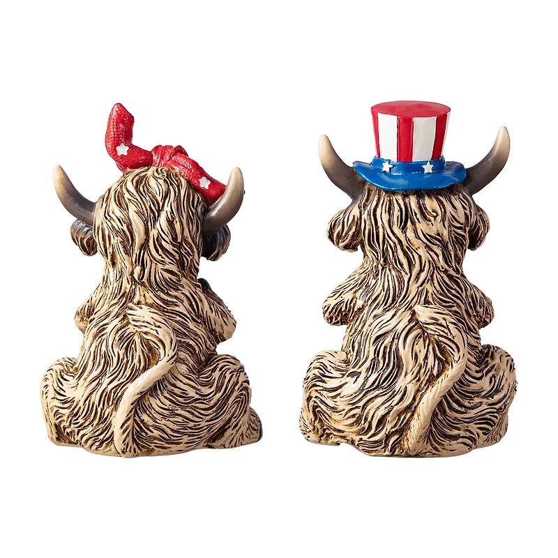 Glitzhome® Patriotic Americana Highland Cow Table Décor