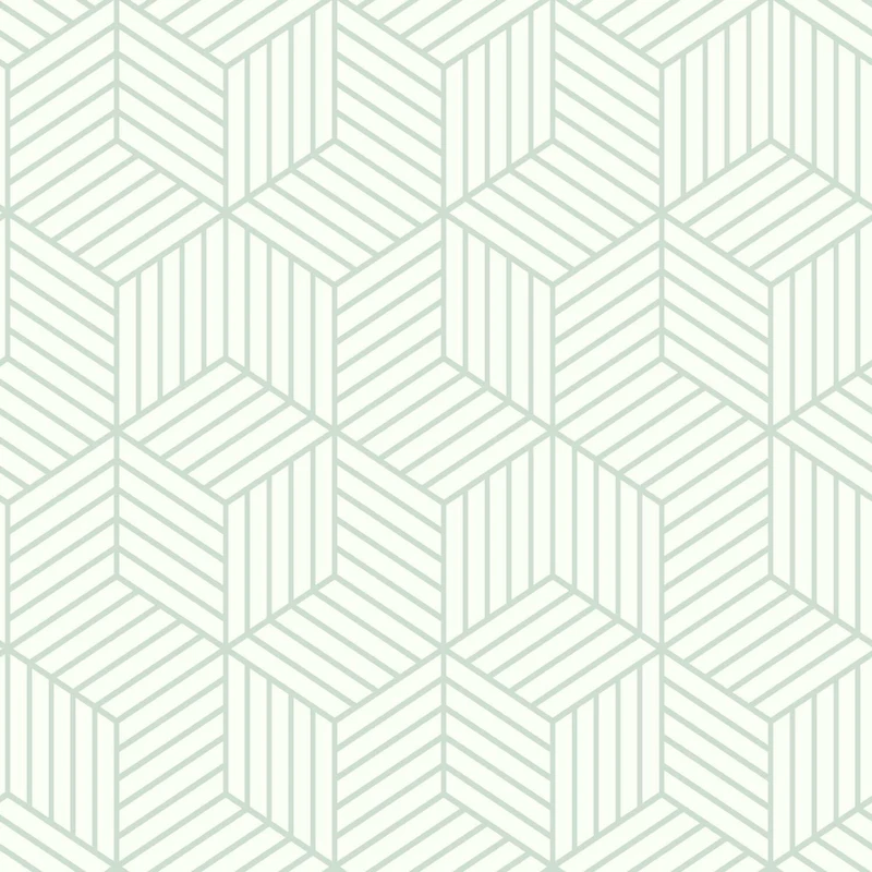 RoomMates Striped Green & White Hexagon Peel & Stick Wallpaper