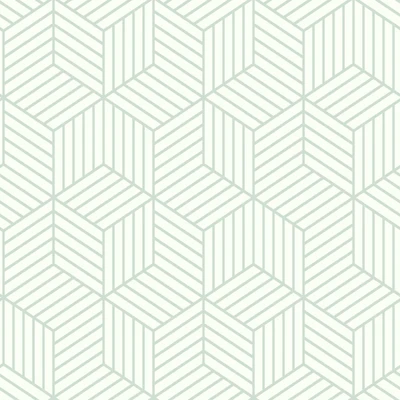 RoomMates Striped Green & White Hexagon Peel & Stick Wallpaper