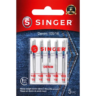 SINGER® Size 100/16 Denim Sewing Machine Needles, 5ct.