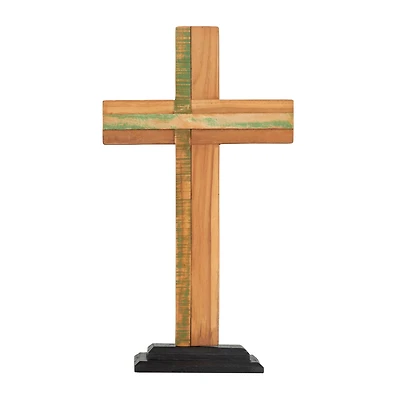21" Brown Natural Cross Sculpture
