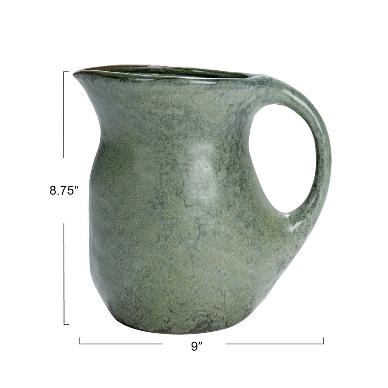 Hello Honey® 9" Matte Teal Round Stoneware Pitcher