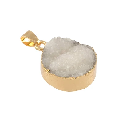 Dyed Druzy Quartz Round Pendant by Bead Landing