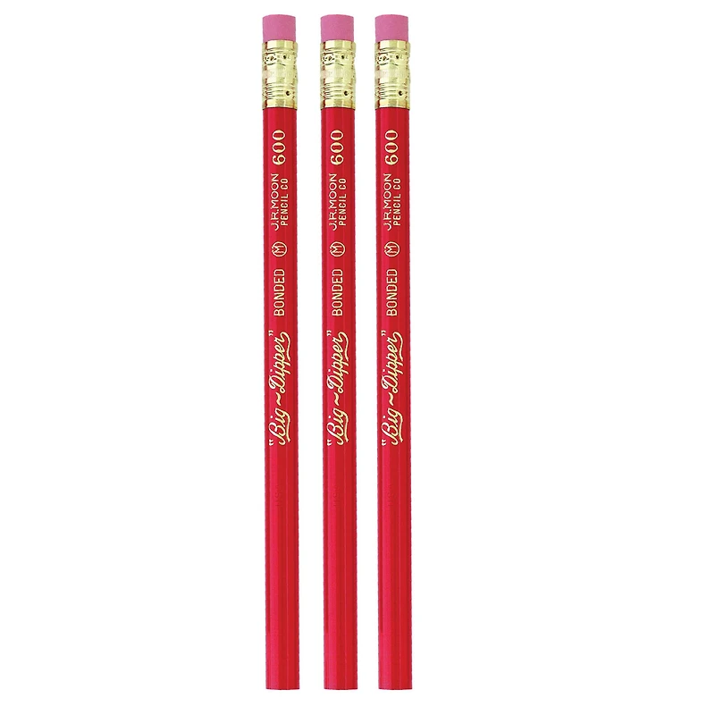J.R. Moon Pencil Co. Big-Dipper Pencils with Eraser, 3 Packs of 12