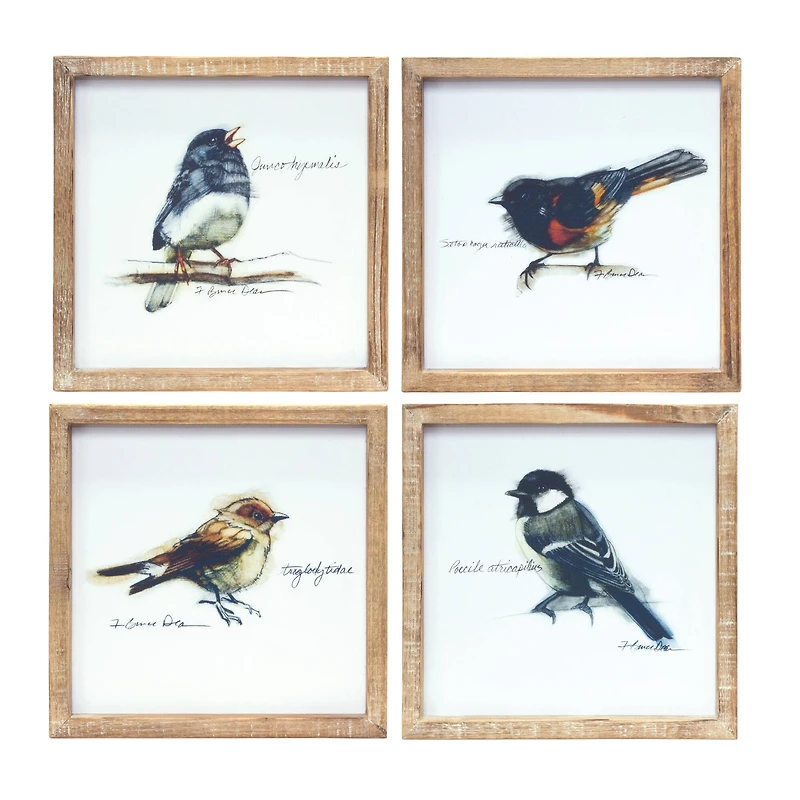 9.5" Framed Bird Print Set, 4ct.