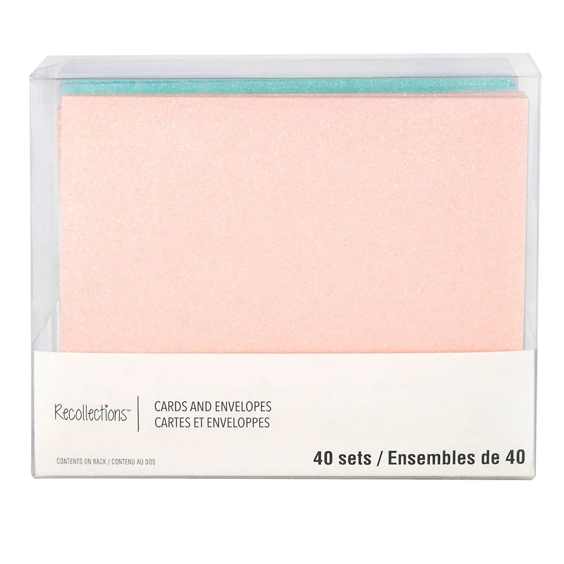 Glitter Pastel Cards & Envelopes by Recollections™, 4.25" x 5.5"