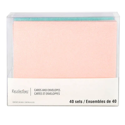 Glitter Pastel Cards & Envelopes by Recollections™, 4.25" x 5.5"
