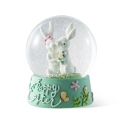 Glitzhome® 5" Easter Bunny Couple Waterglobe