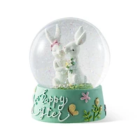 Glitzhome® 5" Easter Bunny Couple Waterglobe