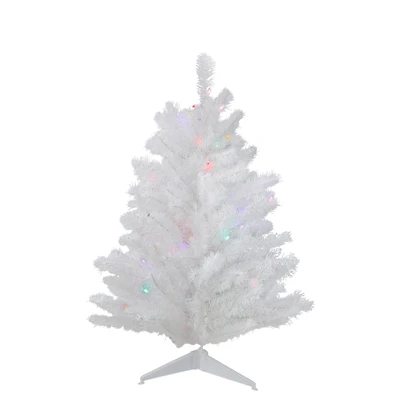 2ft. Pre-Lit Snow White Artificial Christmas Tree, Multicolor Lights