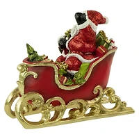 9.5" Red & Gold Waving Santa Sitting in a Sleigh Christmas Decoration
