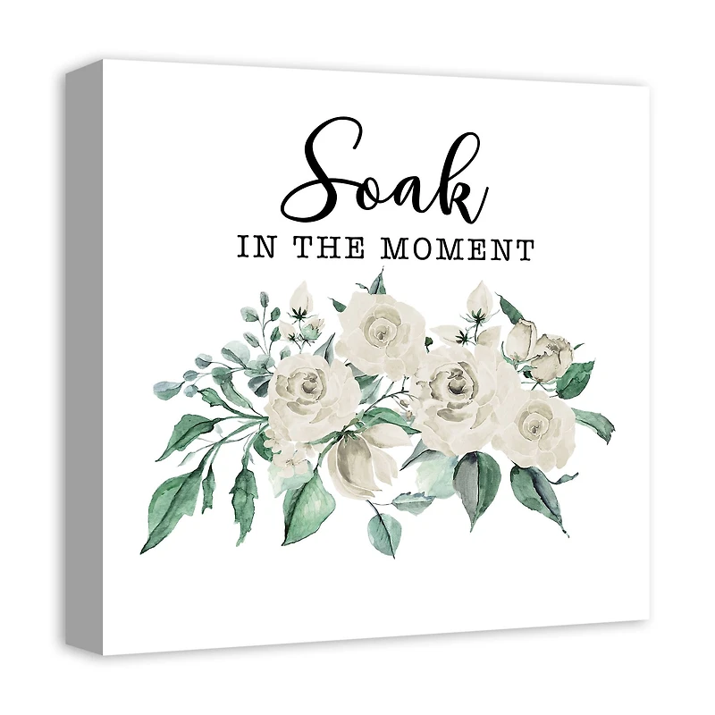 Soak In The Moment White 16" x 16" Canvas Wall Art