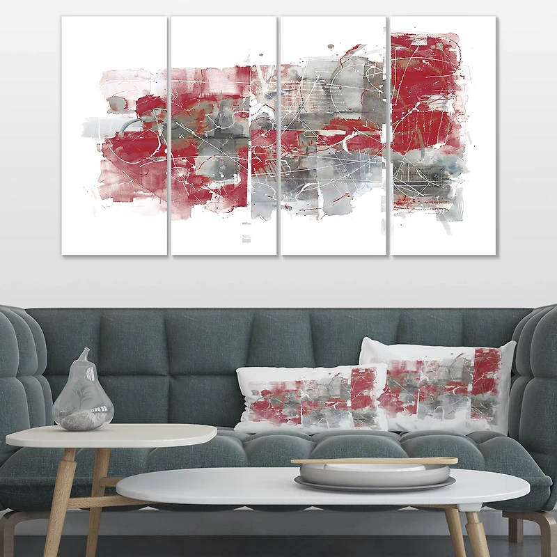 Designart - Moving In and Out of Traffic I Red Grey