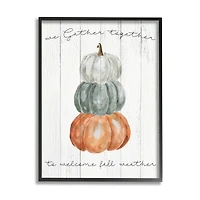 Stupell Industries Gather Together Fall Weather Pumpkins Framed Giclee Art