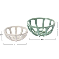 Hello Honey® Green & White Stoneware Basket Set