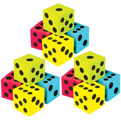 Teacher Created Resources Foam Colorful Jumbo Dice, 3 Packs of 4