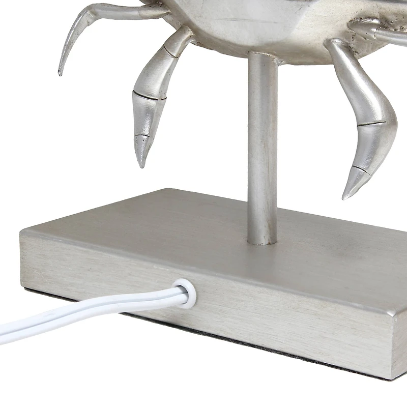 Simple Designs™ 18" Brushed Nickel Pinching Crab Table Lamp with White Shade