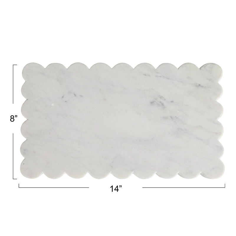 Hello Honey® 14" White Marble Cheese Board with Scalloped Edge