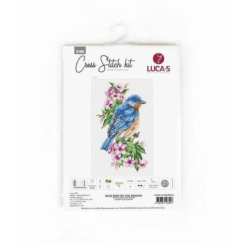 Luca-s Blue Bird On The Branch Counted Cross Stitch Kit