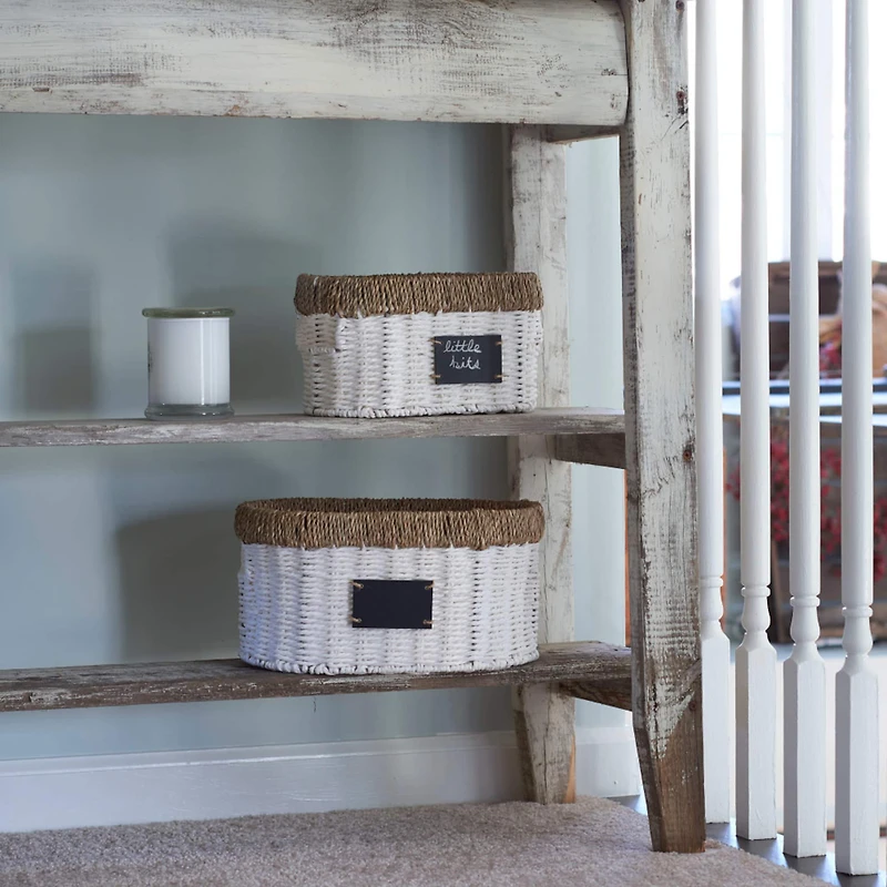 Household Essentials White Woven Oval Baskets, 2ct.