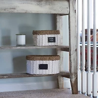 Household Essentials White Woven Oval Baskets, 2ct.