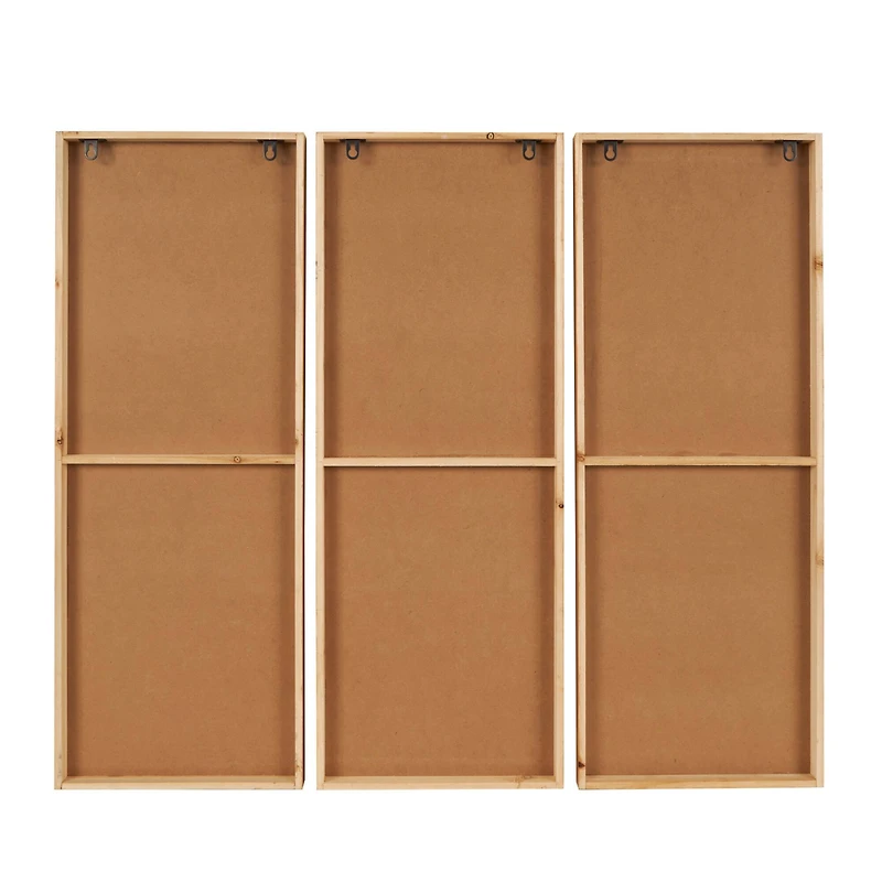 Brown Handmade Geometric Textured Mixed Media Diagonal Wall Décor Set