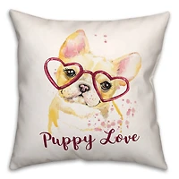 Heart Glasses Puppy Love 16" x 16" Throw Pillow