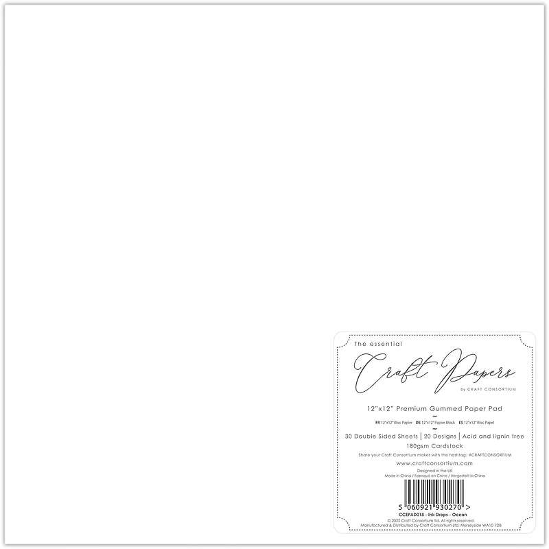 Craft Consortium Ink Drops - Ocean Double-Sided Paper Pad, 12" x 12"