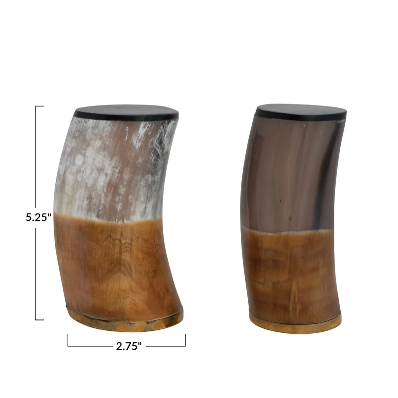 Hello Honey® 5.25" Horn & Brass Bookends Set