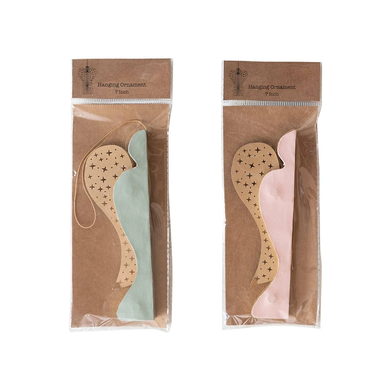 Hello Honey® 3.75" Green & Red Paper Folding Honeycomb Angel Ornament Set with Star Cut-Outs & Gold Glitter