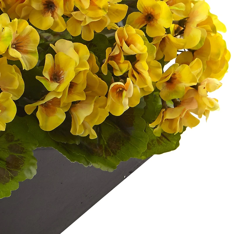 15" UV Resistant Yellow Geranium Arrangement in Black Planter