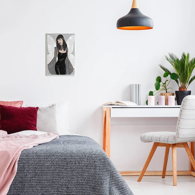 Stupell Industries Goth Fashion Girl Botanical Pattern Wall Plaque Art