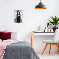 Stupell Industries Goth Fashion Girl Botanical Pattern Wall Plaque Art