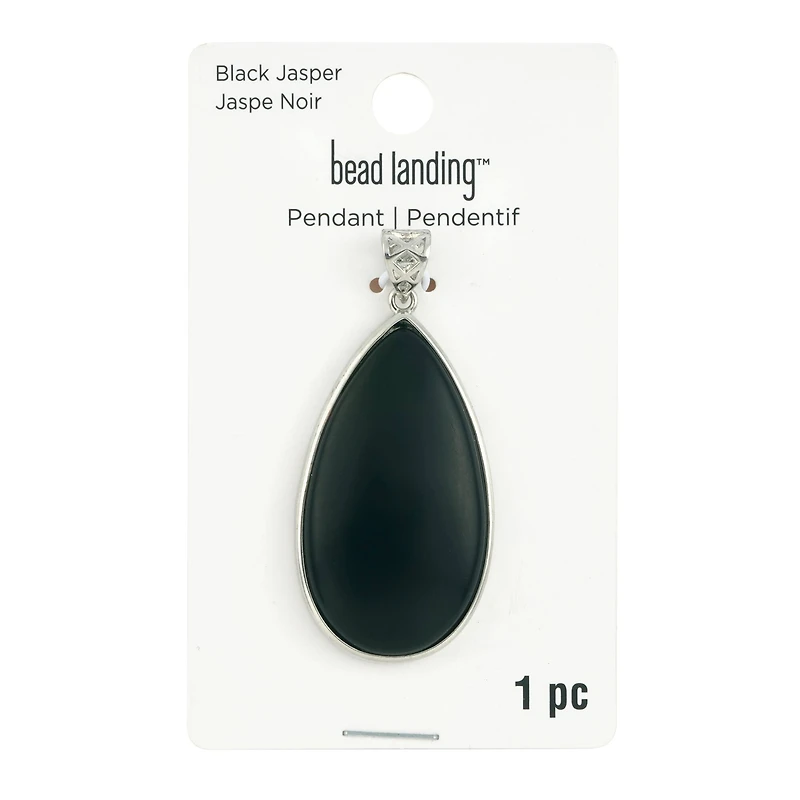 Black Jasper Teardrop Pendant by Bead Landing™