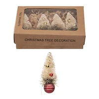 Hello Honey® 4 Pack 3.5" Red & Cream Sisal Bottle Brush Tree Ornaments
