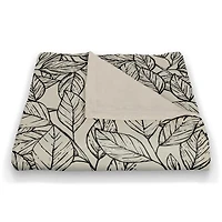 Sketched Leaf Pattern 50" x 60" Coral Fleece Blanket