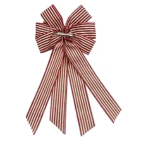 20.5" Red Ticking Stripes Tree Bow by Celebrate It®