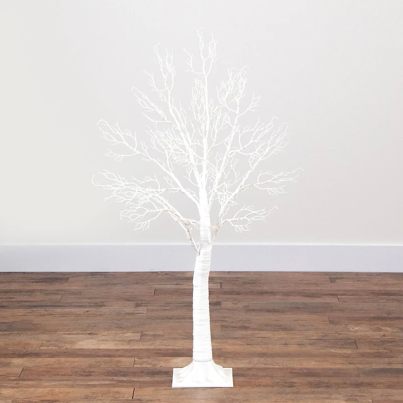 4ft. Pre-Lit White Twig Artificial Tree, Warm White LED Lights