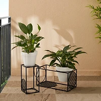 Glitzhome® Black Metal Wire Rectangular Nesting Planter Stand Set