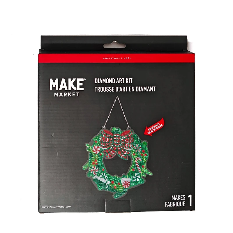 8" Peppermint Plaid Wreath Diamond Art Kit by Make Market®