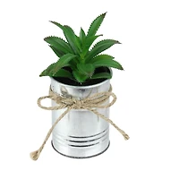 7" Tropical Green Artificial Mini Plant in Tin Planter