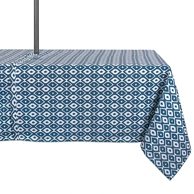 DII® 120" Blue Ikat Outdoor Tablecloth with Zipper