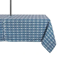 DII® 120" Blue Ikat Outdoor Tablecloth with Zipper