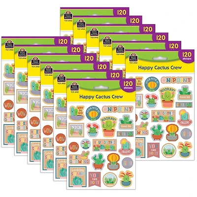 Teacher Created Resources® Happy Cactus Crew Stickers, 120 Per Pack, 12 Packs total of 1440