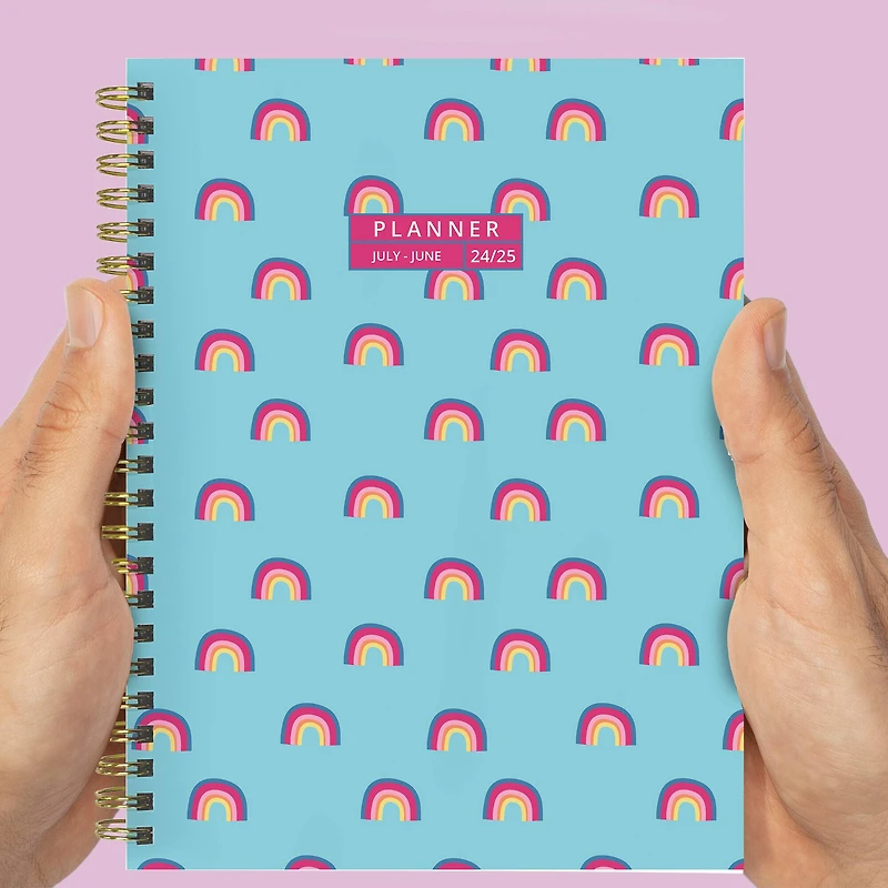 TF Publishing 2024 - 2025 Blue Sky Rainbows Medium Spiral Planner