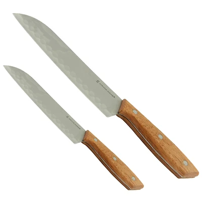 Gibson Home® Seward 2-Piece Stainless Steel Santoku Knife Cutlery Set with Wood Handles