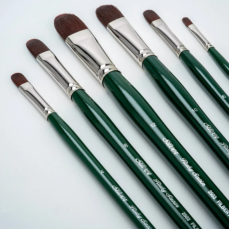 Silver Brush Limited Ruby Satin® 6 Piece Long Filberts Brush Set