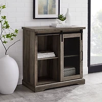 Edison Walker 32" Grey Wash Sliding Mesh Metal Door Accent Cabinet