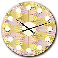 Designart 'Golden Geometrical Fish Scale Mid-Century Modern Wall Clock