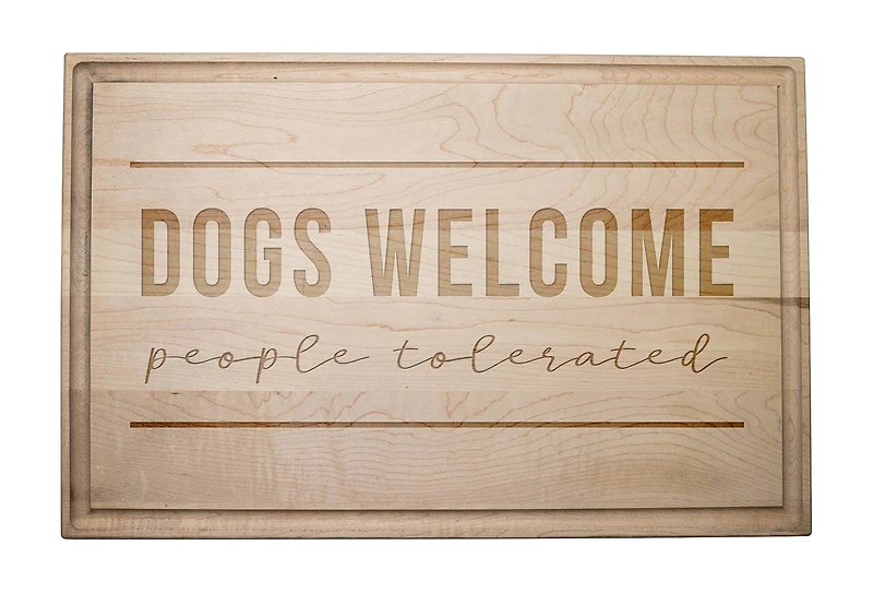 Dogs Welcome 17" x 11" Maple Cutting Board
